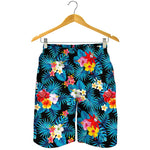 Turquoise Tropical Hawaii Pattern Print Men's Shorts