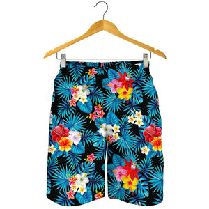 Turquoise Tropical Hawaii Pattern Print Men's Shorts