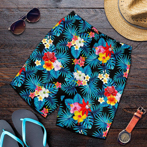 Turquoise Tropical Hawaii Pattern Print Men's Shorts