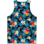 Turquoise Tropical Hawaii Pattern Print Men's Tank Top