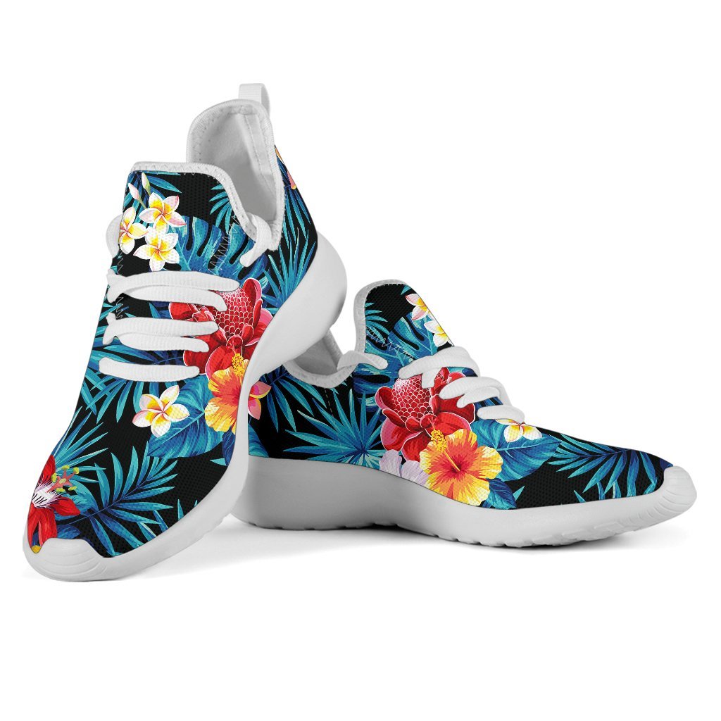 Turquoise Tropical Hawaii Pattern Print Mesh Knit Shoes GearFrost
