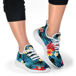 Turquoise Tropical Hawaii Pattern Print Mesh Knit Shoes GearFrost