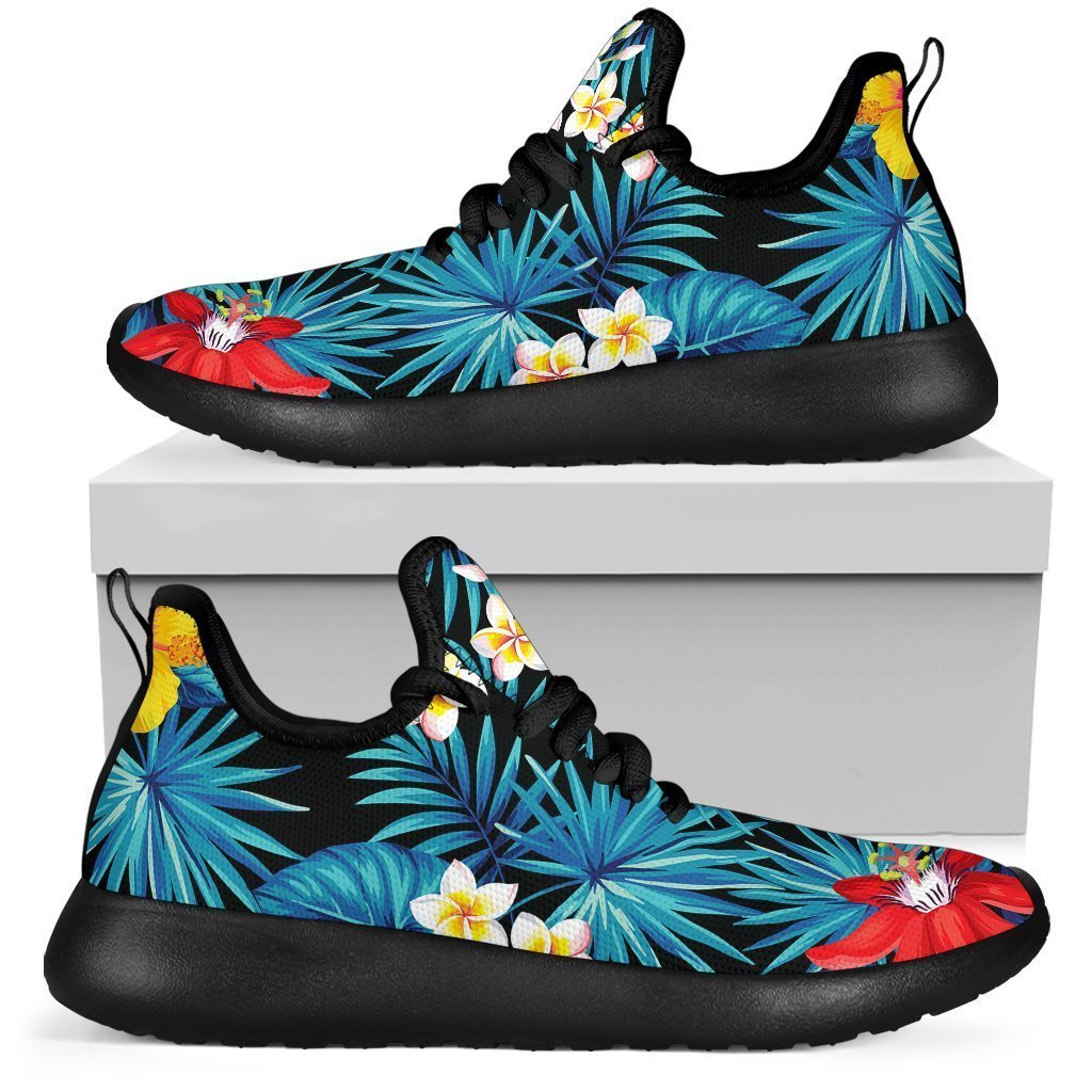 Turquoise Tropical Hawaii Pattern Print Mesh Knit Shoes GearFrost