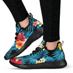 Turquoise Tropical Hawaii Pattern Print Mesh Knit Shoes GearFrost