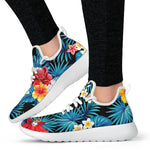 Turquoise Tropical Hawaii Pattern Print Mesh Knit Shoes GearFrost
