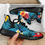 Turquoise Tropical Hawaii Pattern Print Mesh Knit Shoes GearFrost