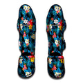 Turquoise Tropical Hawaii Pattern Print Muay Thai Shin Guards