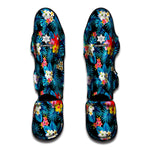 Turquoise Tropical Hawaii Pattern Print Muay Thai Shin Guard