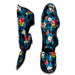 Turquoise Tropical Hawaii Pattern Print Muay Thai Shin Guard