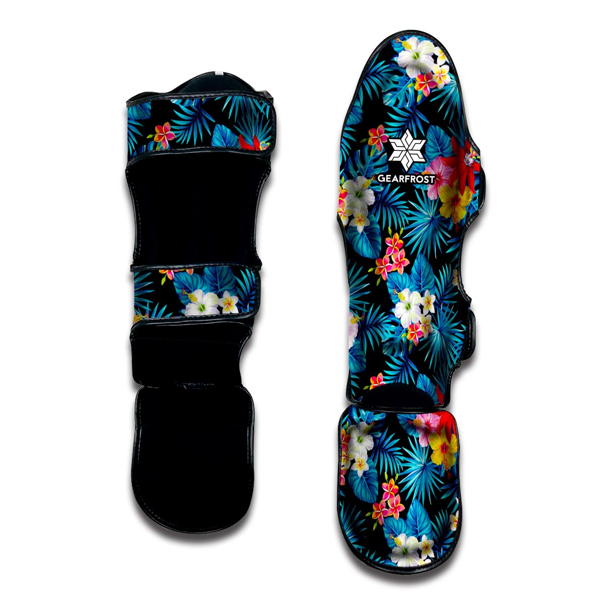Turquoise Tropical Hawaii Pattern Print Muay Thai Shin Guard