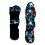 Turquoise Tropical Hawaii Pattern Print Muay Thai Shin Guard