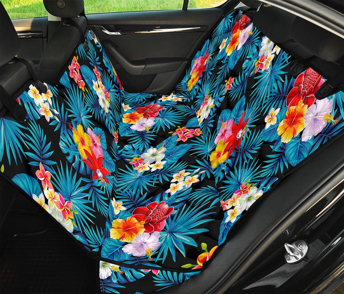 Turquoise Tropical Hawaii Pattern Print Pet Car Back Seat Cover