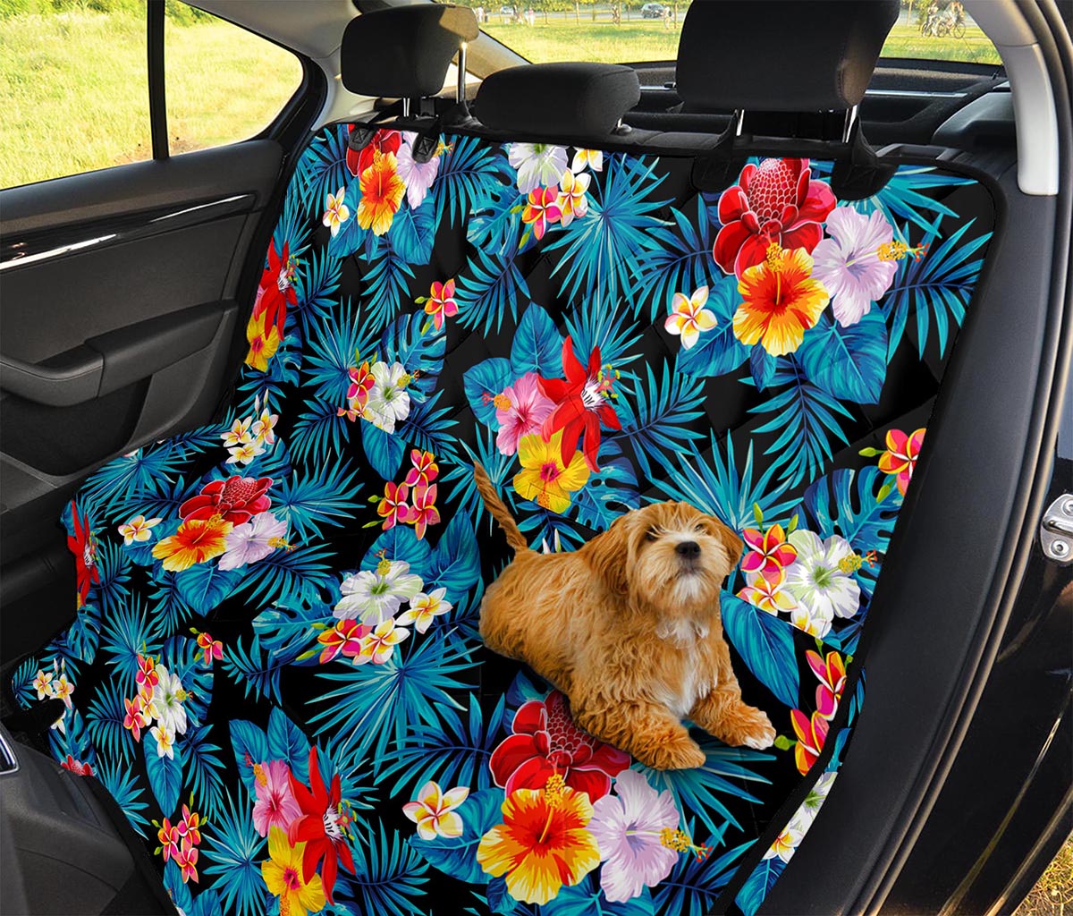Turquoise Tropical Hawaii Pattern Print Pet Car Back Seat Cover