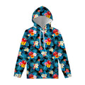 Turquoise Tropical Hawaii Pattern Print Pullover Hoodie