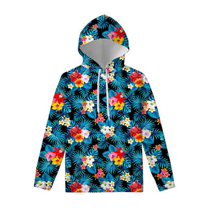 Turquoise Tropical Hawaii Pattern Print Pullover Hoodie