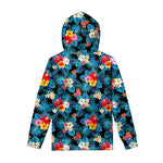 Turquoise Tropical Hawaii Pattern Print Pullover Hoodie