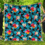 Turquoise Tropical Hawaii Pattern Print Quilt