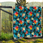 Turquoise Tropical Hawaii Pattern Print Quilt