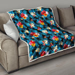 Turquoise Tropical Hawaii Pattern Print Quilt