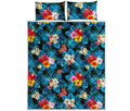 Turquoise Tropical Hawaii Pattern Print Quilt Bed Set