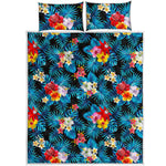 Turquoise Tropical Hawaii Pattern Print Quilt Bed Set