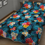 Turquoise Tropical Hawaii Pattern Print Quilt Bed Set