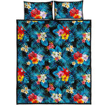 Turquoise Tropical Hawaii Pattern Print Quilt Bed Set