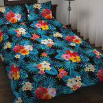 Turquoise Tropical Hawaii Pattern Print Quilt Bed Set