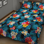 Turquoise Tropical Hawaii Pattern Print Quilt Bed Set