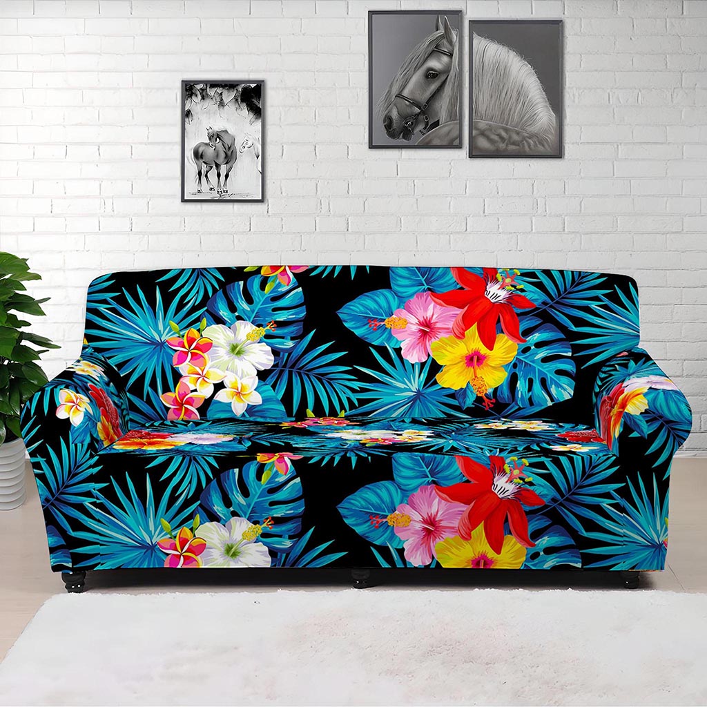 Turquoise Tropical Hawaii Pattern Print Sofa Cover