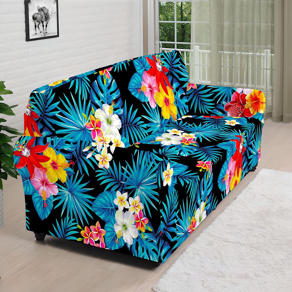 Turquoise Tropical Hawaii Pattern Print Sofa Cover