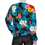 Turquoise Tropical Hawaii Pattern Print Women's Crewneck Sweatshirt GearFrost