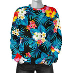 Turquoise Tropical Hawaii Pattern Print Women's Crewneck Sweatshirt GearFrost