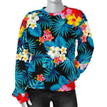 Turquoise Tropical Hawaii Pattern Print Women's Crewneck Sweatshirt GearFrost