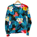 Turquoise Tropical Hawaii Pattern Print Women's Crewneck Sweatshirt