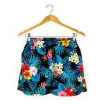 Turquoise Tropical Hawaii Pattern Print Women's Shorts