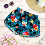 Turquoise Tropical Hawaii Pattern Print Women's Shorts