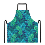 Turquoise Tropical Leaf Pattern Print Apron