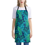 Turquoise Tropical Leaf Pattern Print Apron