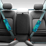 Turquoise Tropical Leaf Pattern Print Car Seat Belt Covers