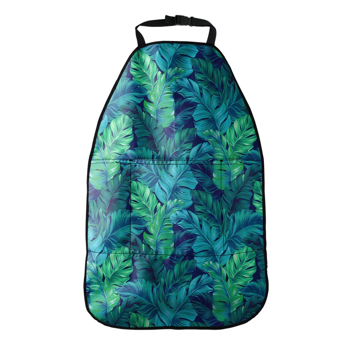 Turquoise Tropical Leaf Pattern Print Car Seat Organizers