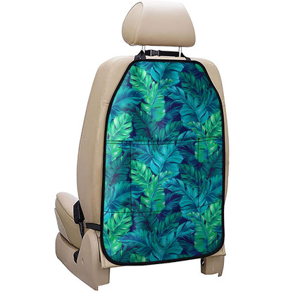 Turquoise Tropical Leaf Pattern Print Car Seat Organizers