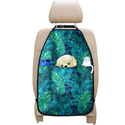 Turquoise Tropical Leaf Pattern Print Car Seat Organizers