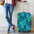 Turquoise Tropical Leaf Pattern Print Luggage Cover