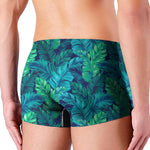 Turquoise Tropical Leaf Pattern Print Men's Boxer Briefs