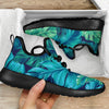 Turquoise Tropical Leaf Pattern Print Mesh Knit Shoes GearFrost