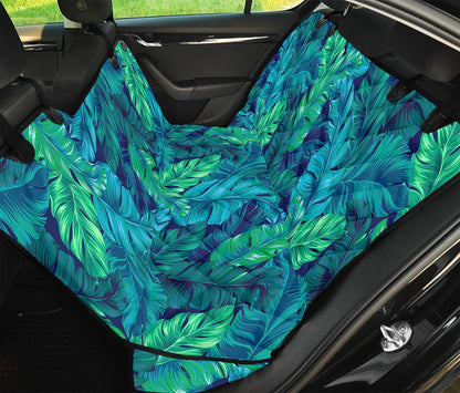 Turquoise Tropical Leaf Pattern Print Pet Car Back Seat Cover