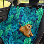 Turquoise Tropical Leaf Pattern Print Pet Car Back Seat Cover