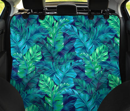 Turquoise Tropical Leaf Pattern Print Pet Car Back Seat Cover