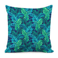 Turquoise Tropical Leaf Pattern Print Pillow Cover